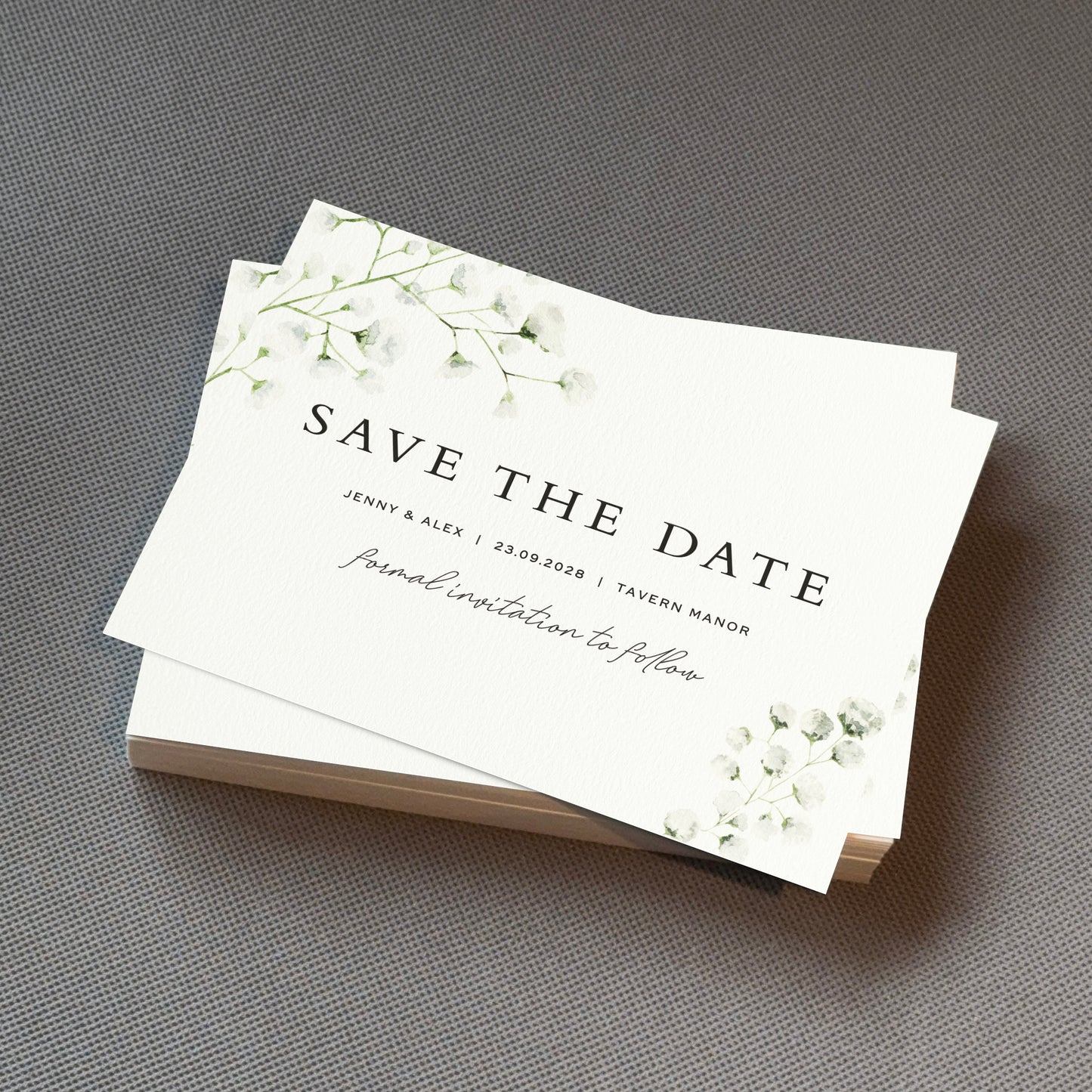 Baby's Breath Save The Date Cards