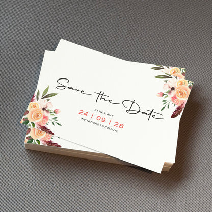 Rustic Floral Save The Date Cards