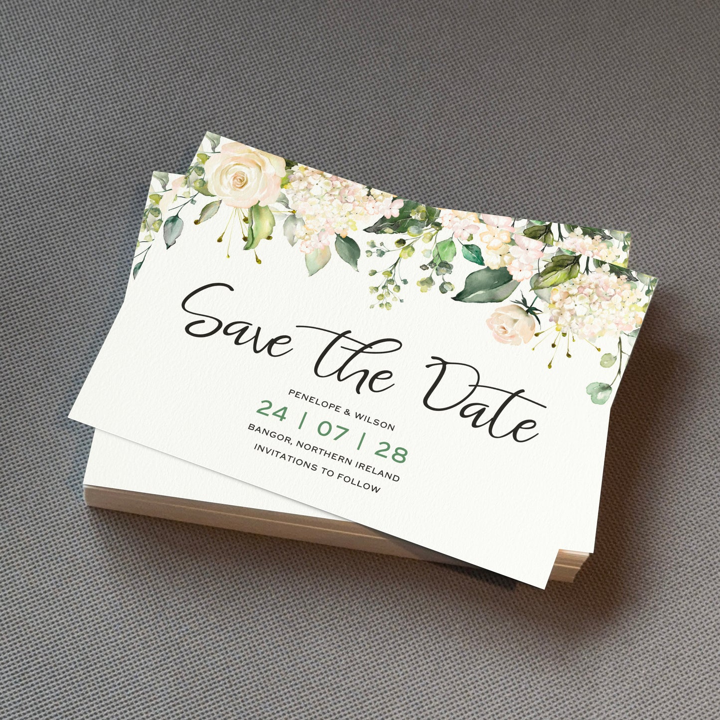 White Roses Save The Date Cards