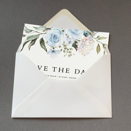 Blue Roses Save The Date Cards