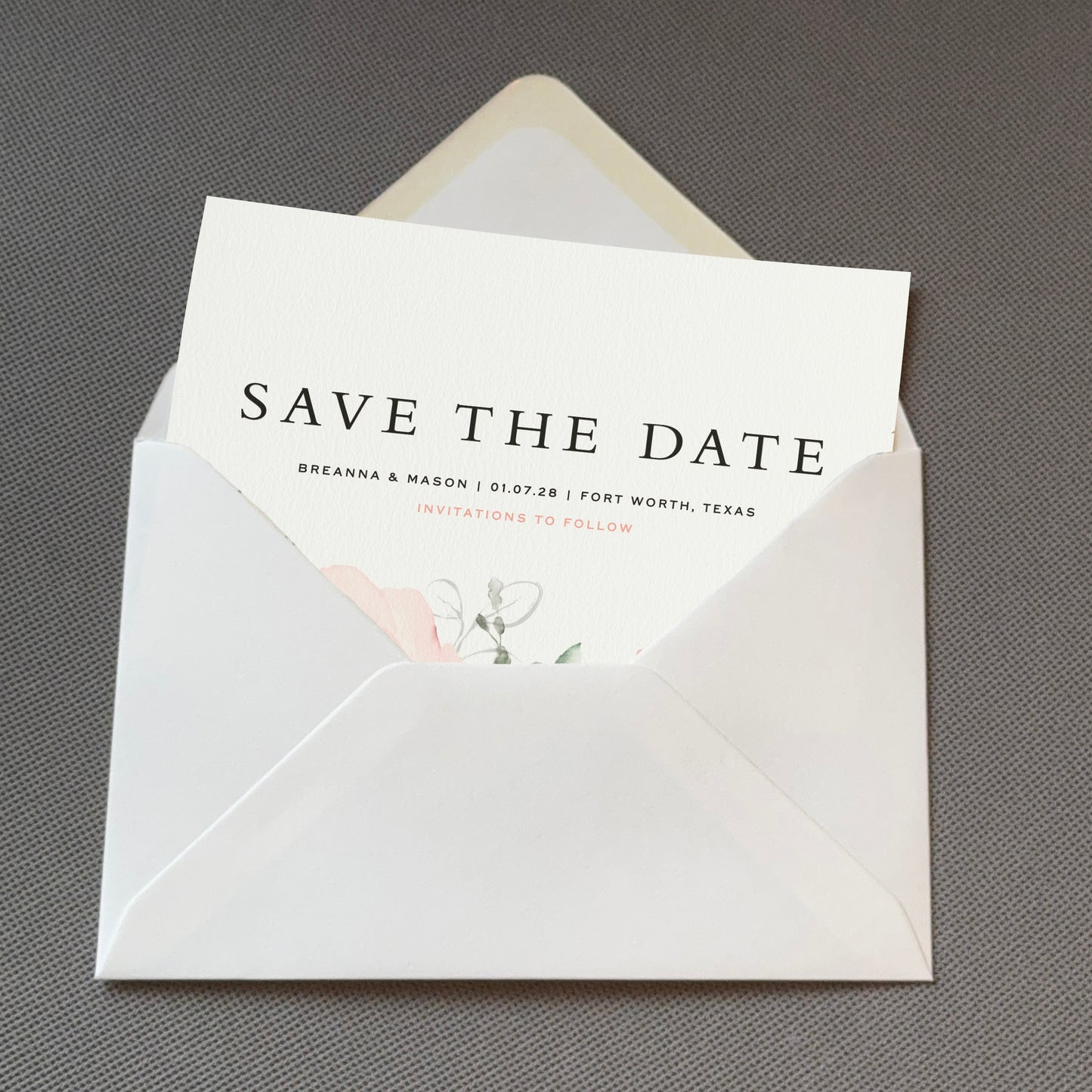 Sage & Blush Save The Date Cards