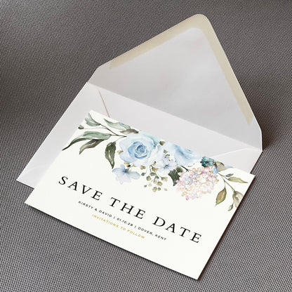 Blue Roses Save The Date Cards