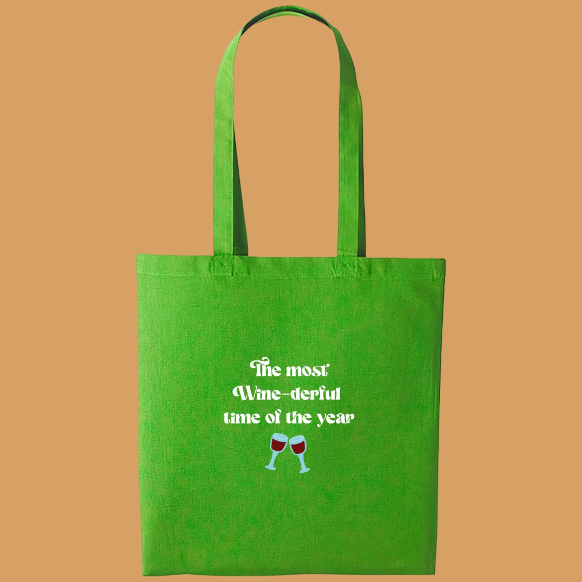 Wine theme festive tote bag green