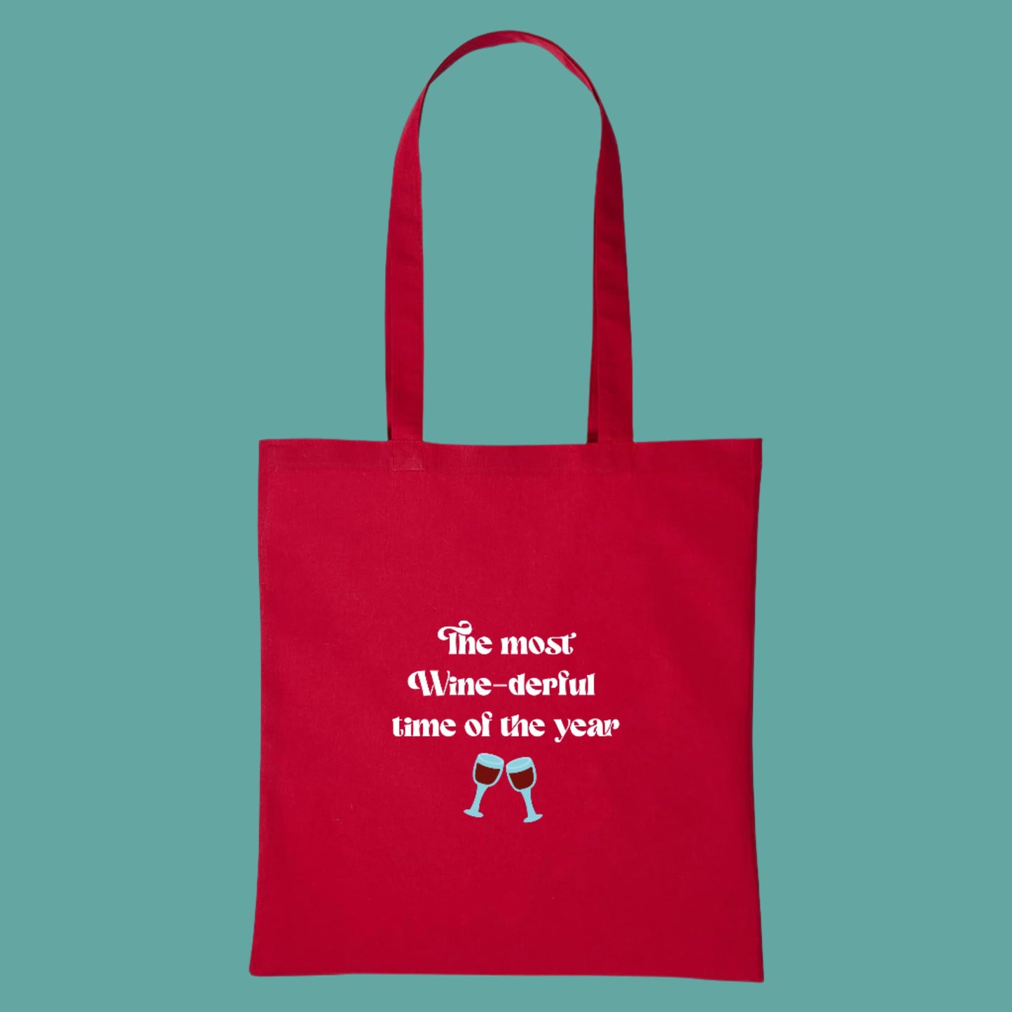 Wine theme festive tote bag red