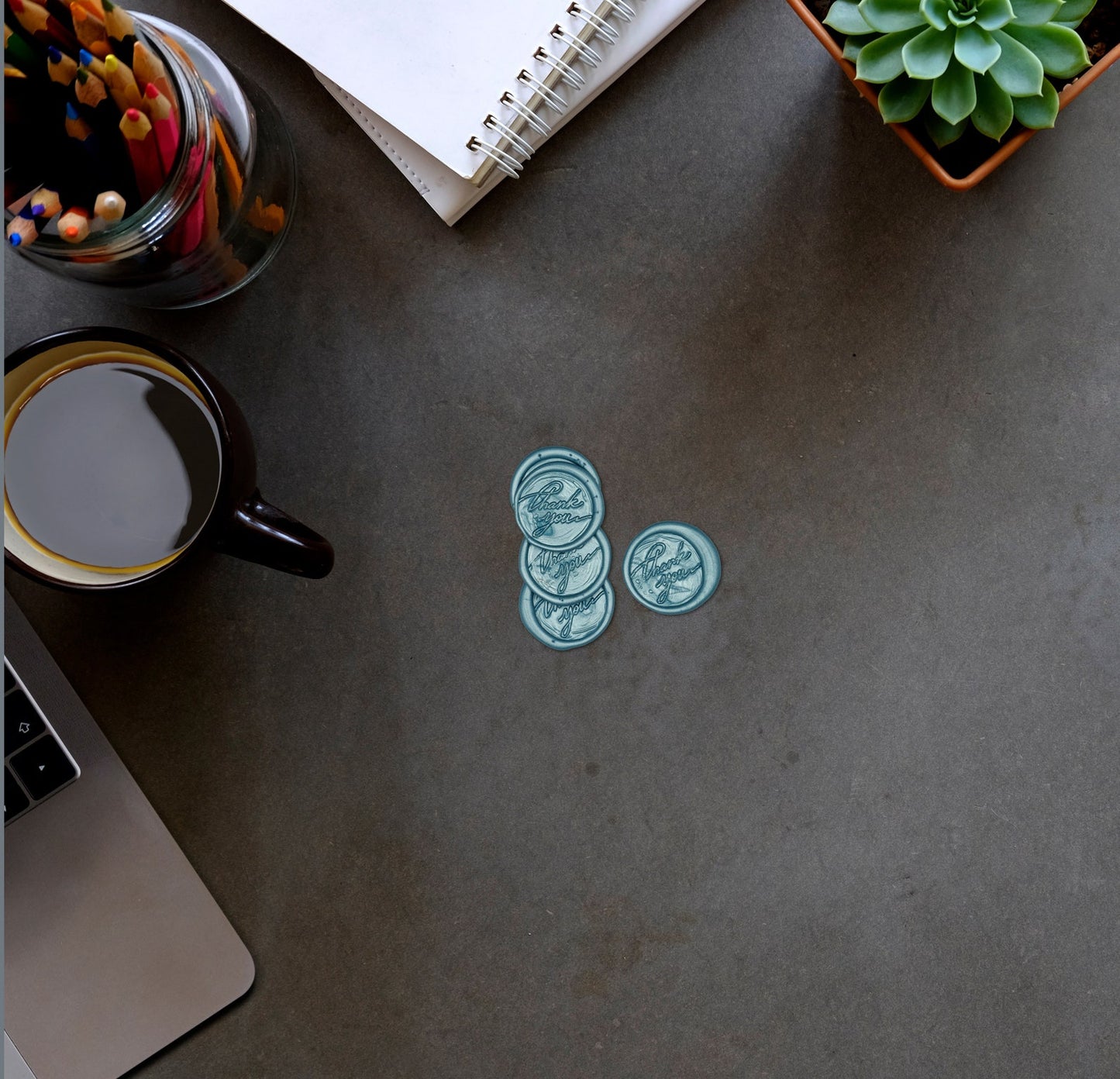 Turquoise Wax Envelope Seal Stickers