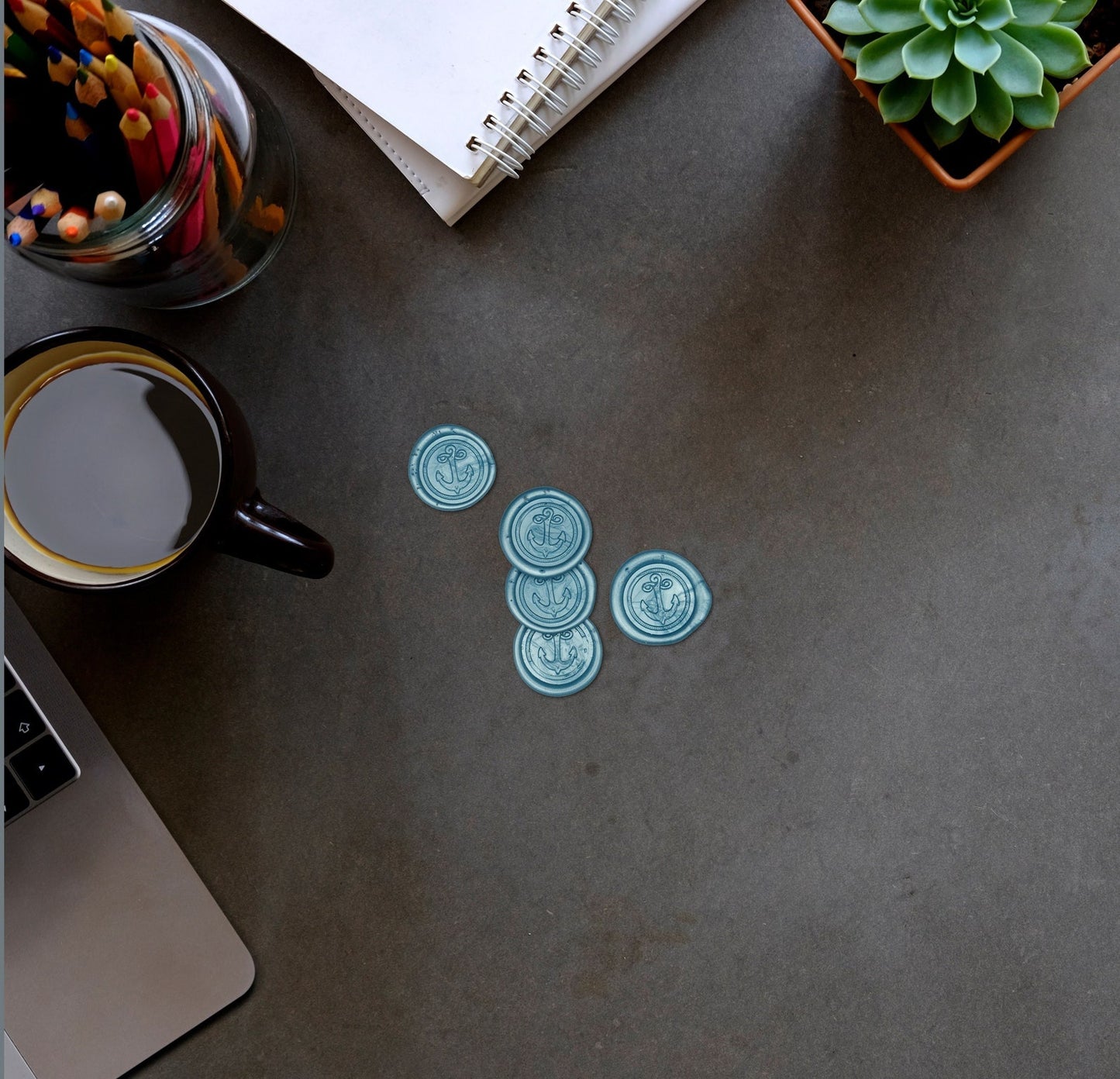 Turquoise Wax Envelope Seal Stickers