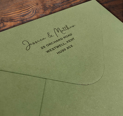 Personalised Olive Wedding Invitations – Sage Green Gatefold Design