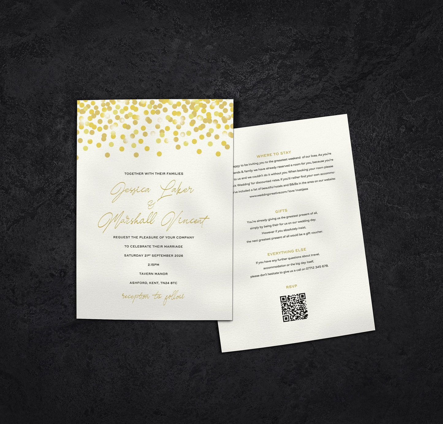 Confetti Single Card Wedding Invitations