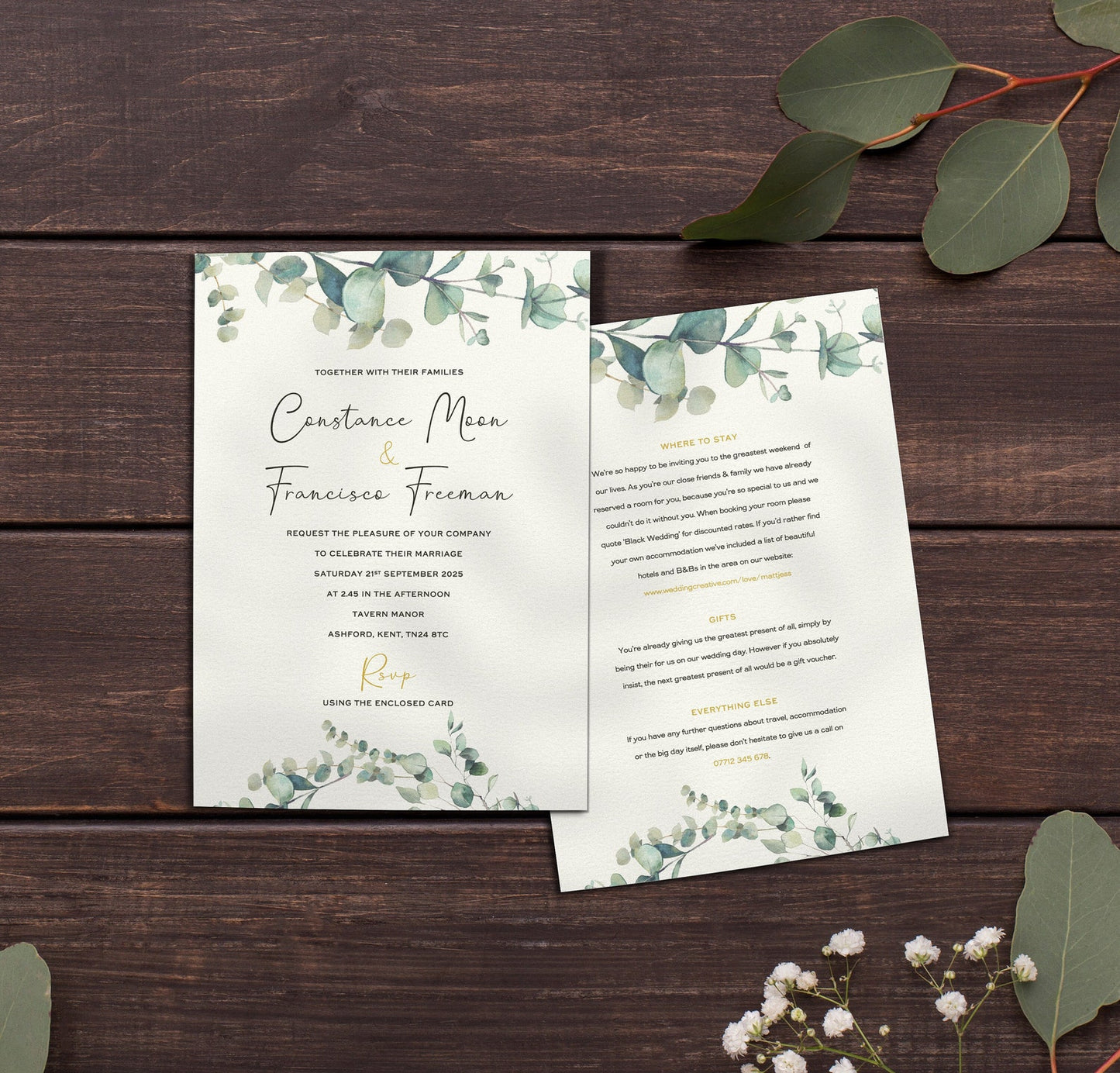 Olive Single Card Wedding Invitations