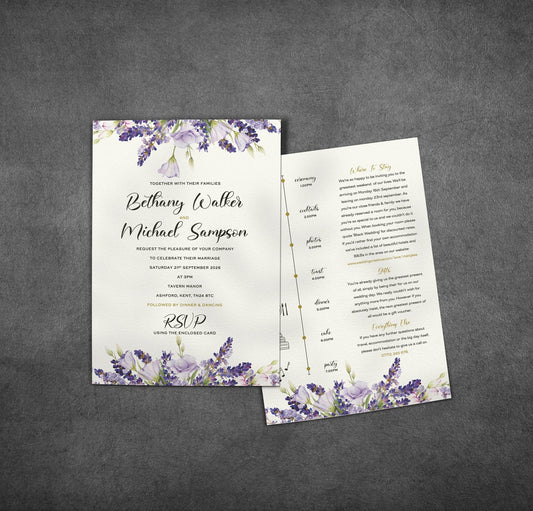 Lavender Single Card Wedding Invitations