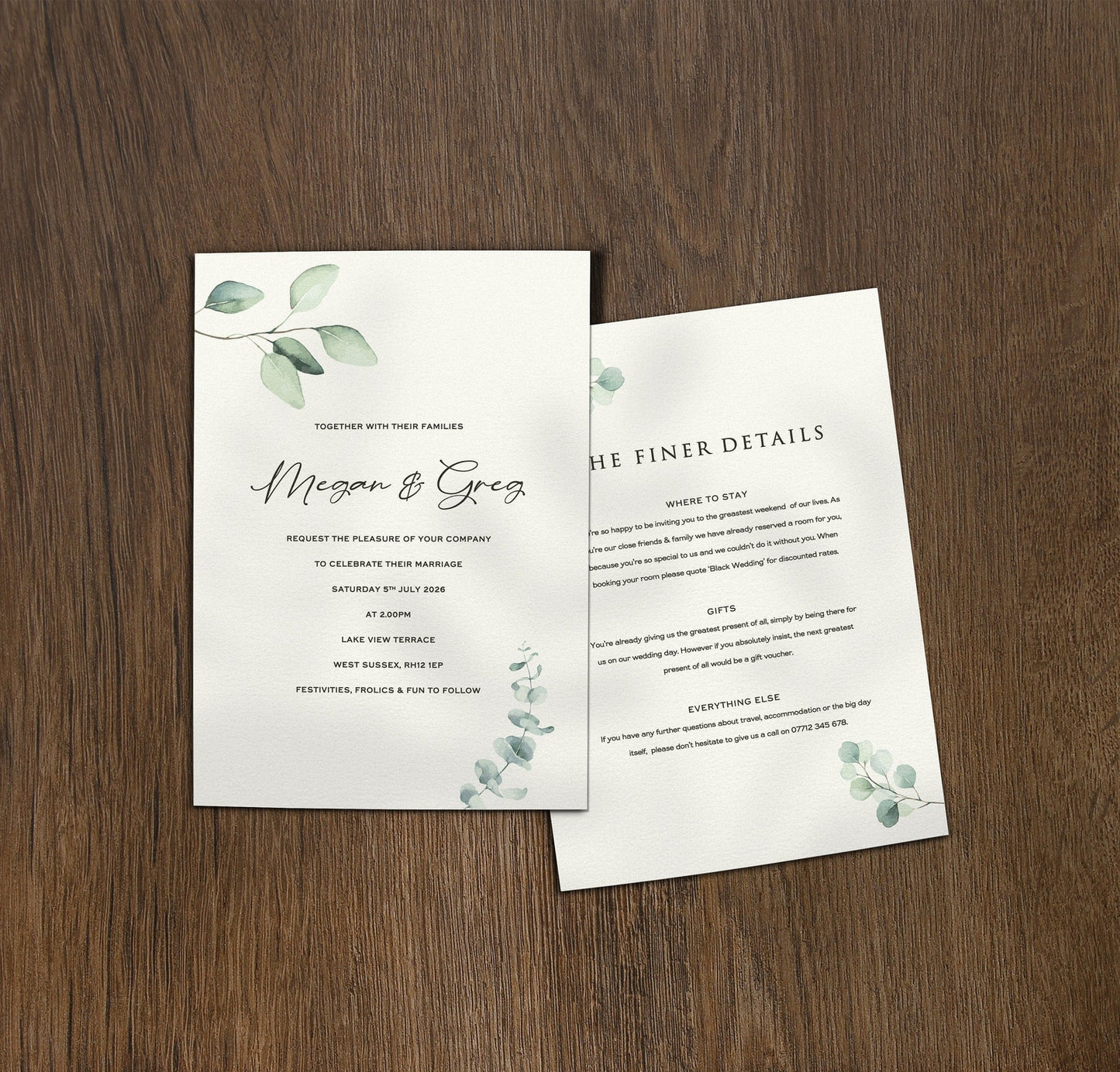 Argyle Single Card Wedding Invitations