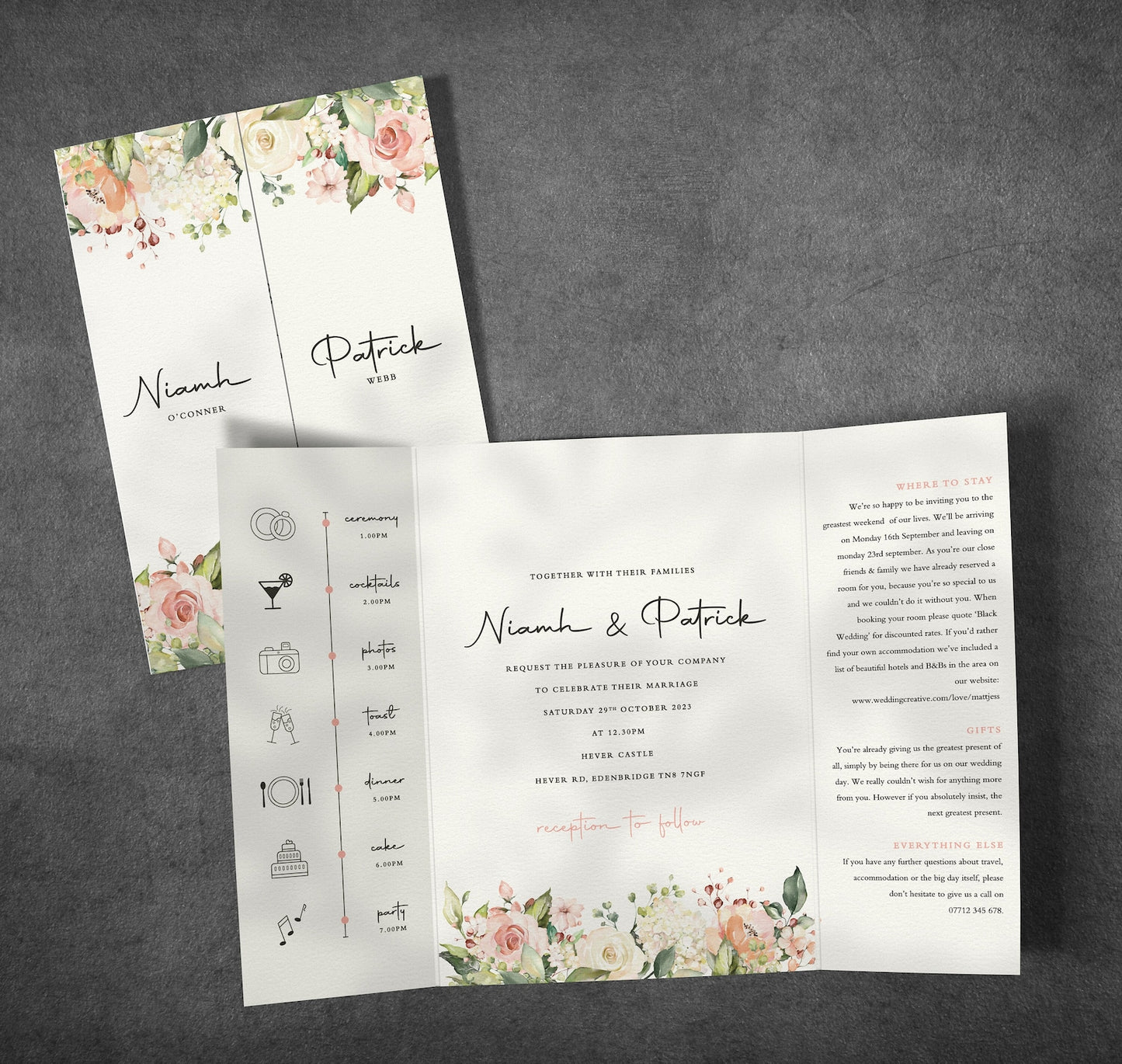 Blush Floral Gatefold Wedding Invitations