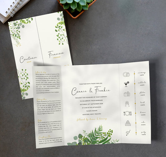 Greenery Eucalyptus Gatefold Wedding Invitations