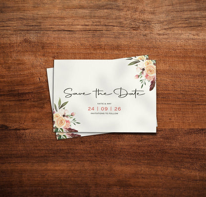 Rustic Floral Save The Date Cards