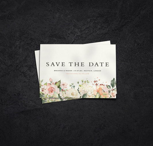 Blush Floral Save The Date Cards