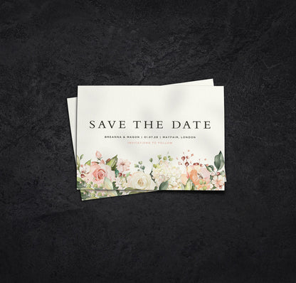 Blush Floral Save The Date Cards