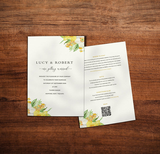 Daffodils Single Card Wedding Invitations