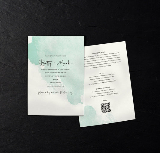 Green Watercolour Wedding Invitations