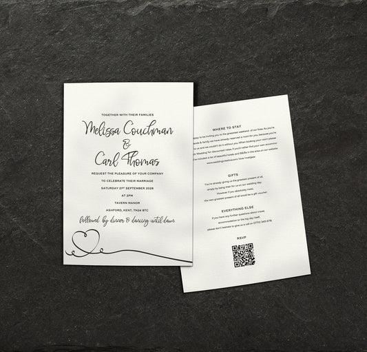 Calligraphy Single Card Wedding Invitations