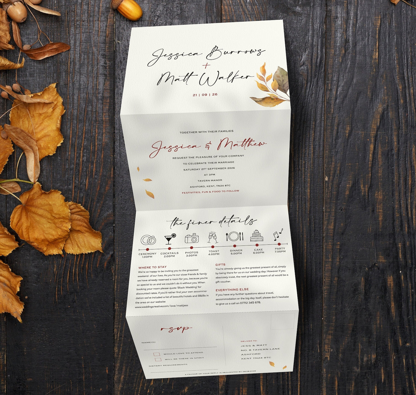 October Concertina Wedding Invitations