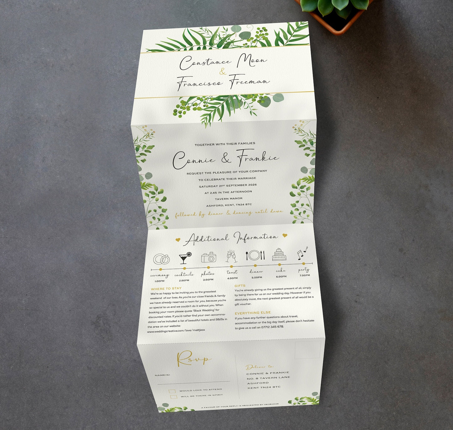 Greenery Eucalyptus Concertina Wedding Invitations