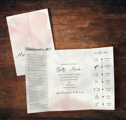 Pink Watercolour Wedding Invitations