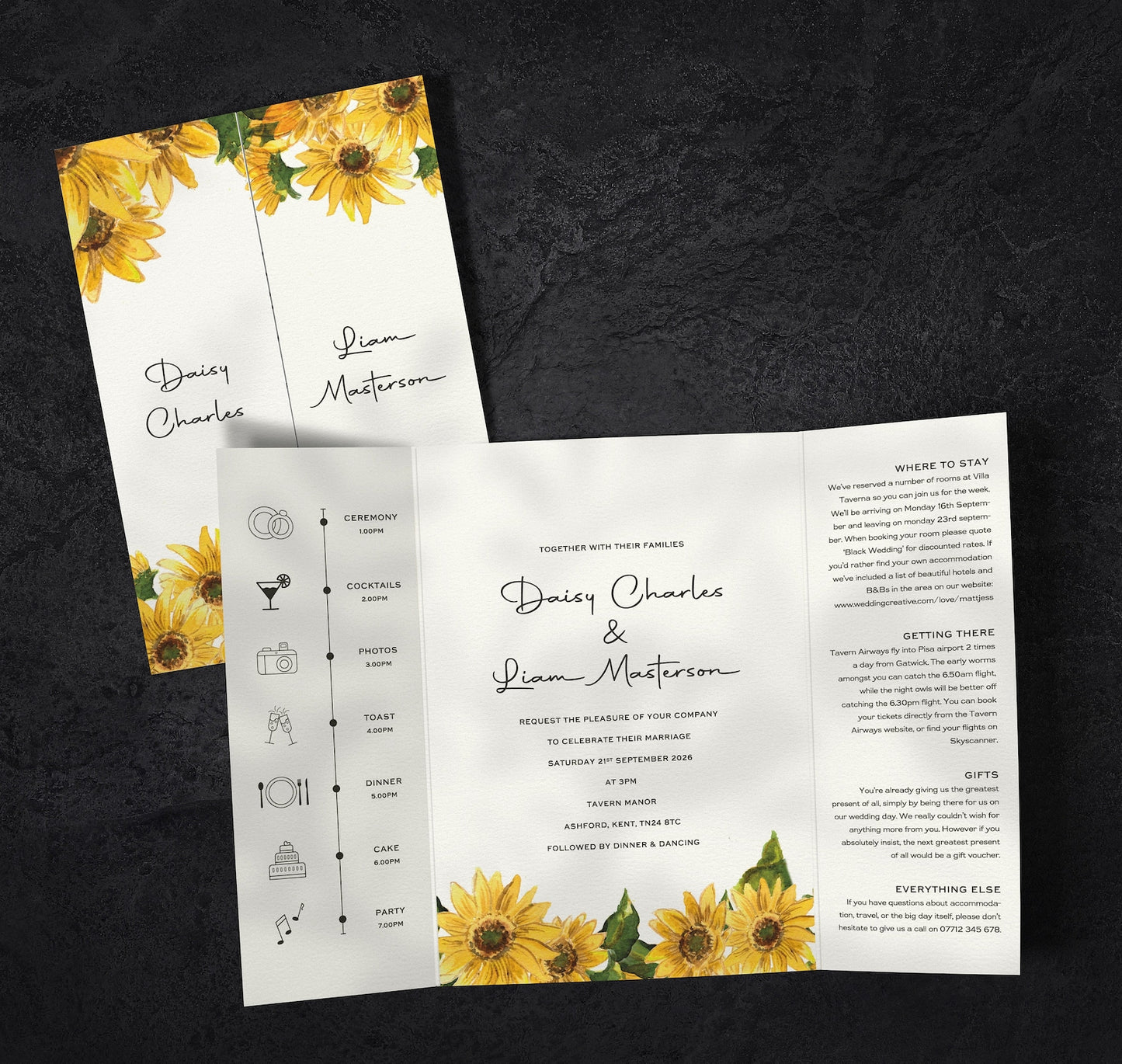 Sunflowers Gatefold Wedding Invitations