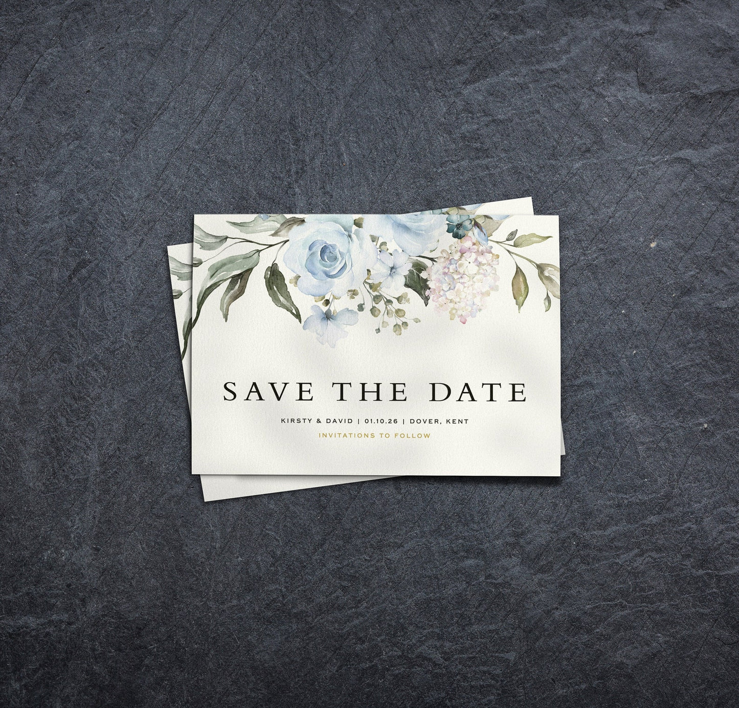Blue Roses Save The Date Cards
