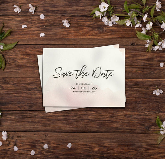 Pink Watercolour Save The Date Cards