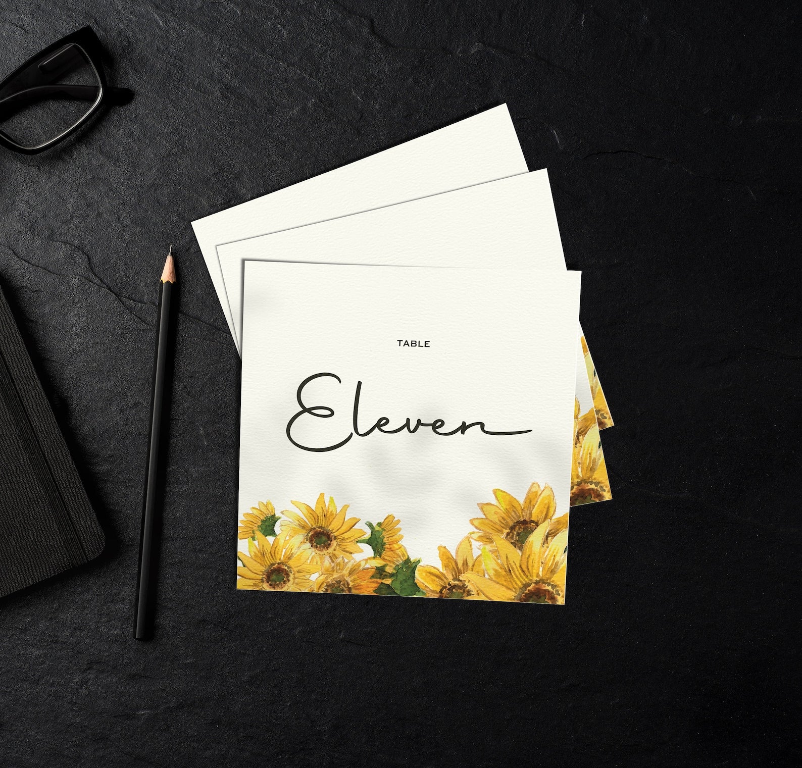 Sunflowers Table Number Cards