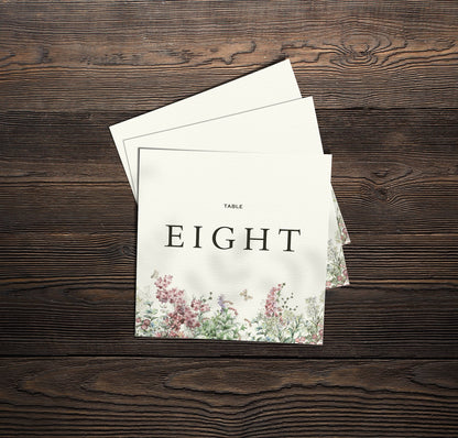 Wildflowers Wedding Number Cards