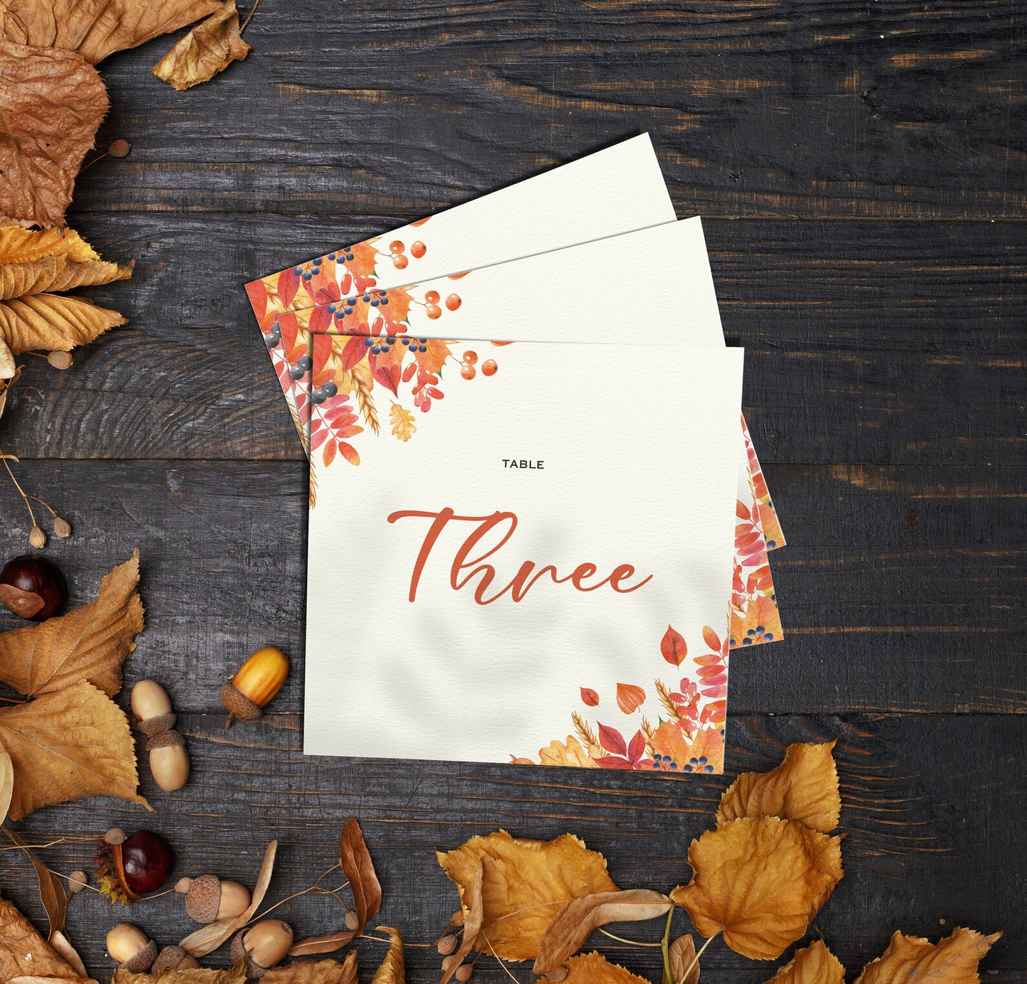 Autumn Personalized Table Number Cards