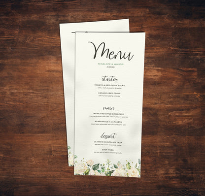 Evening Wedding Menu
