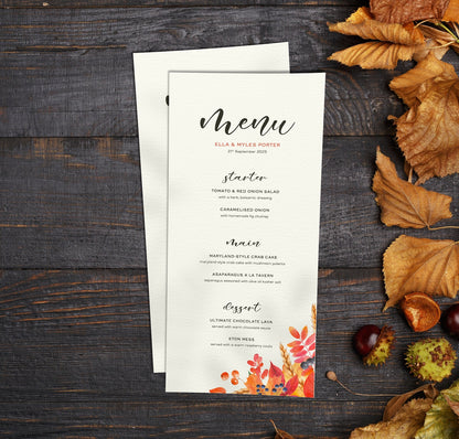 Autumn Wedding Menu