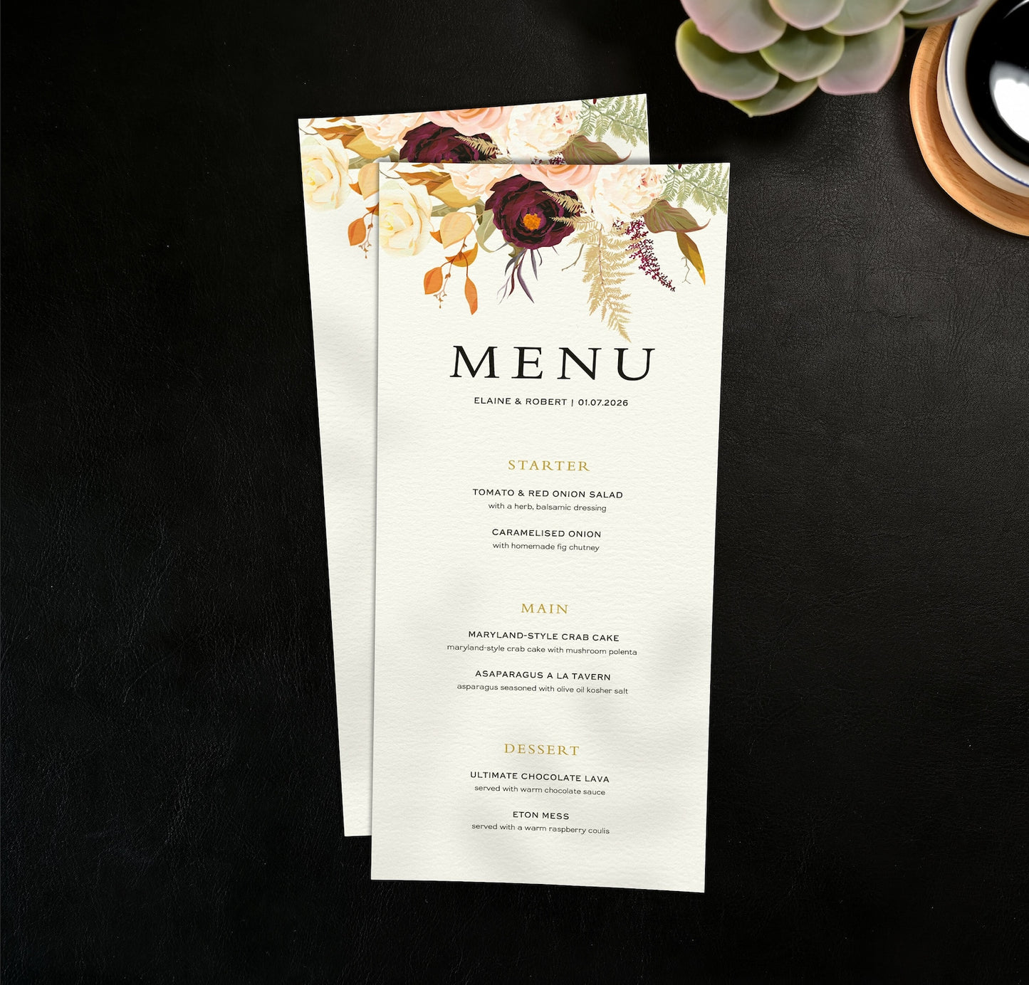 Marriage Lunch Menu Cards