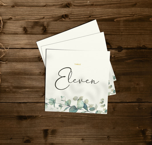 Olive Table Number Cards For Wedding Reception
