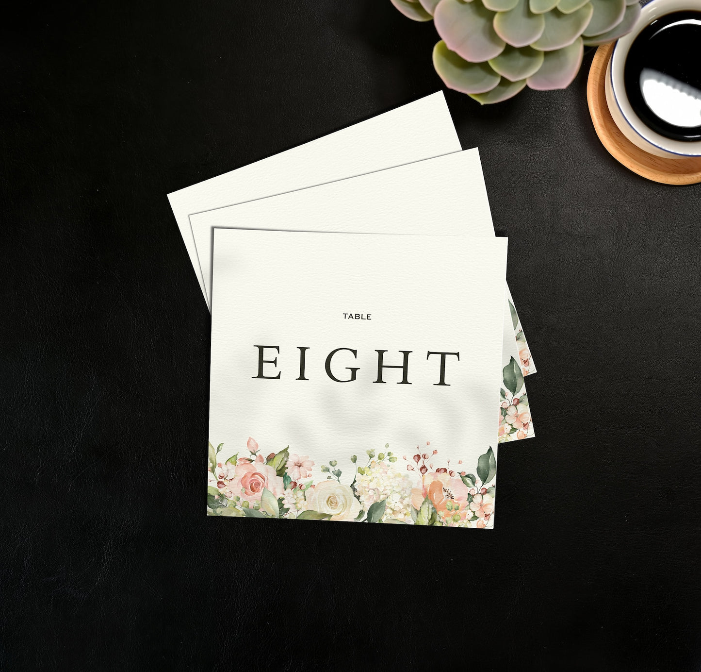 Blush Floral Rustic Table Number Cards