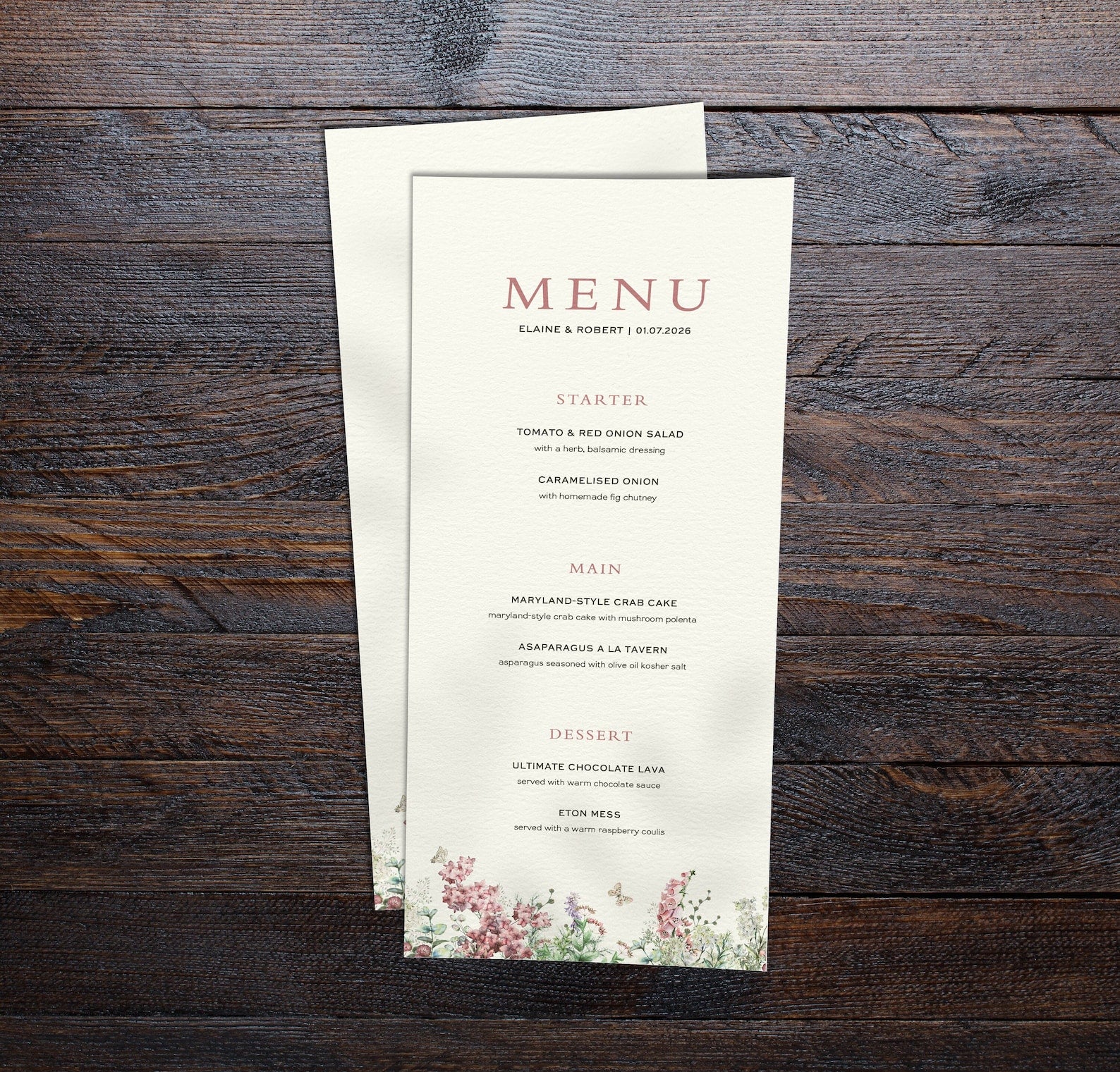 Rustic Wedding Menu