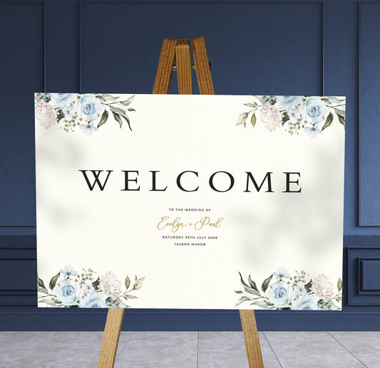 Dusty Blue Wedding Welcome Sign