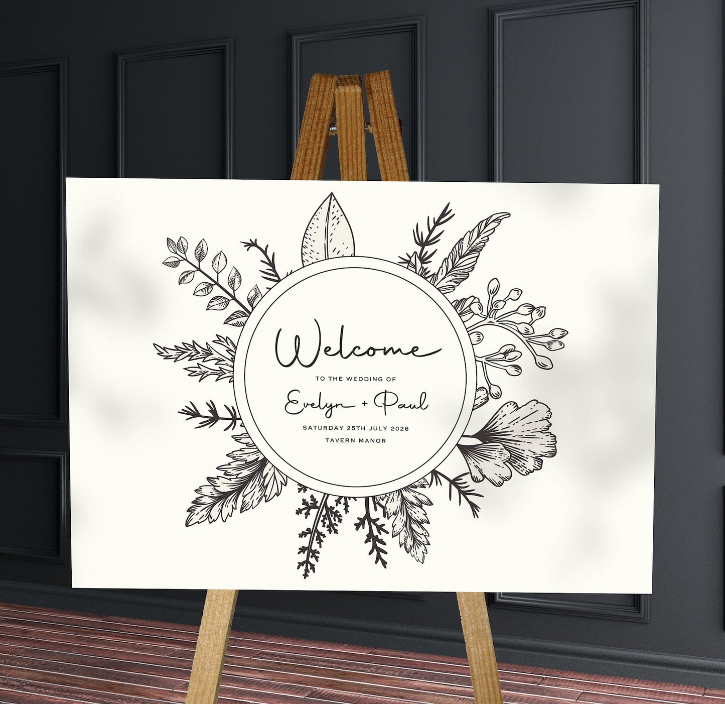 Wedding Welcome Sign Black And White