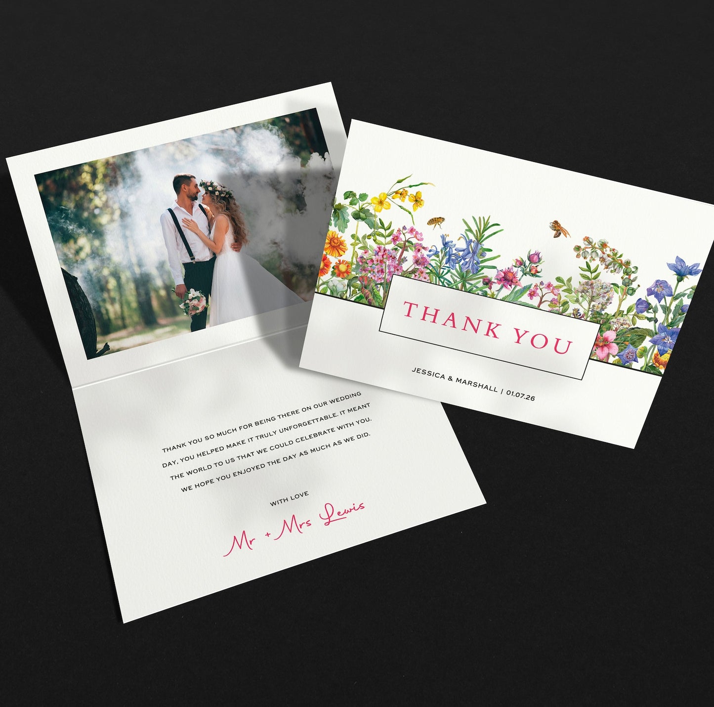 Spring Wedding Picture Thank You Cards