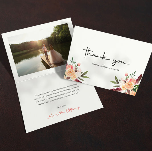 Rustic Floral Wedding Thank You Cards