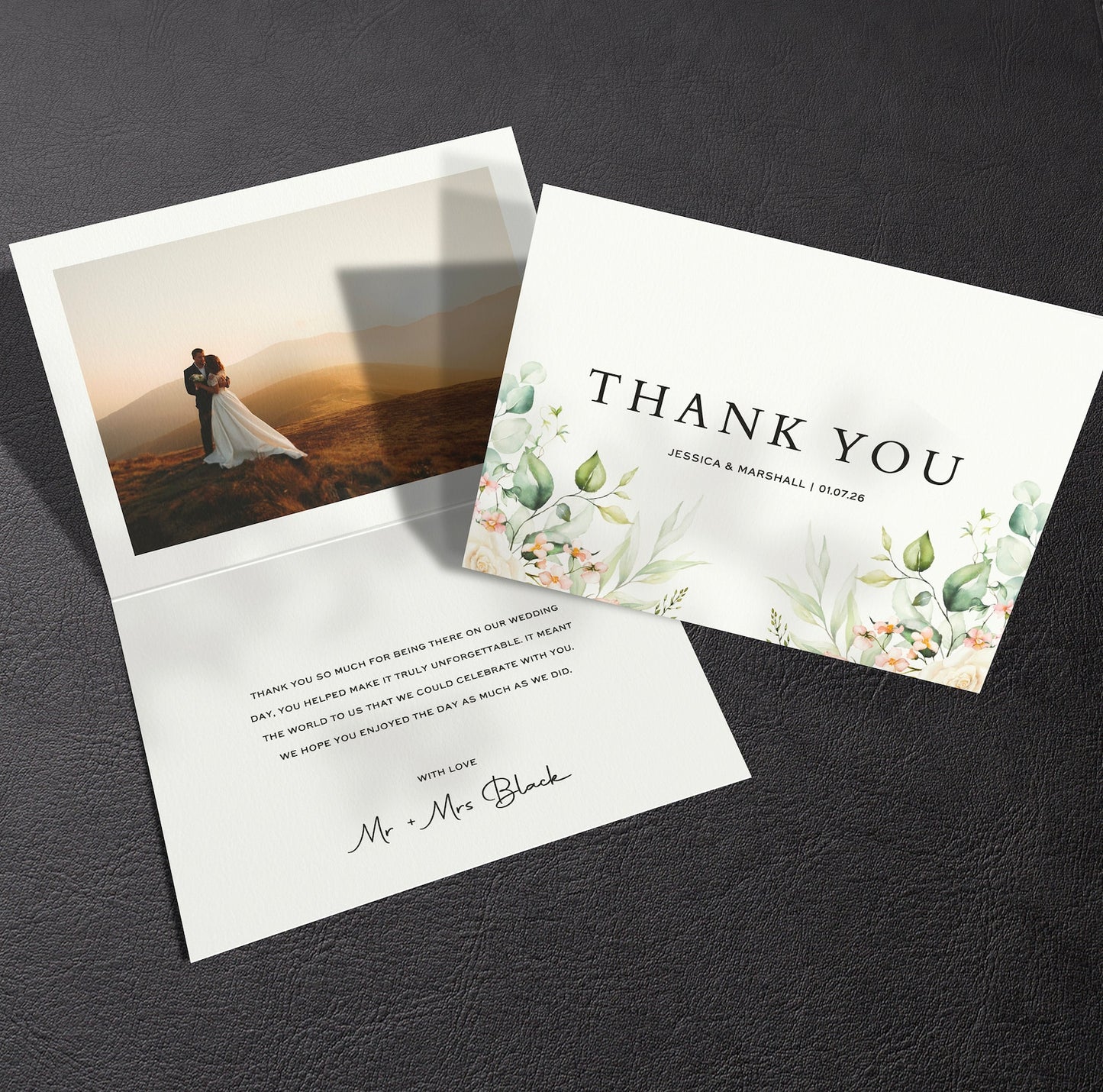 Bouquet Wedding Thank You Notes With Photo