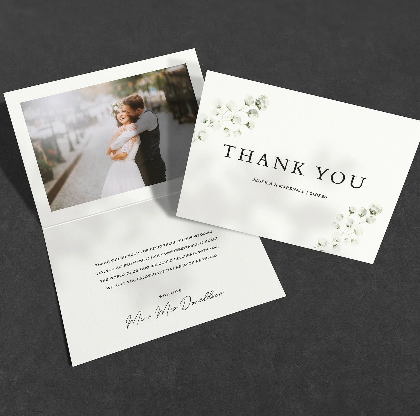 Baby's Breath Wedding Thank You Cards