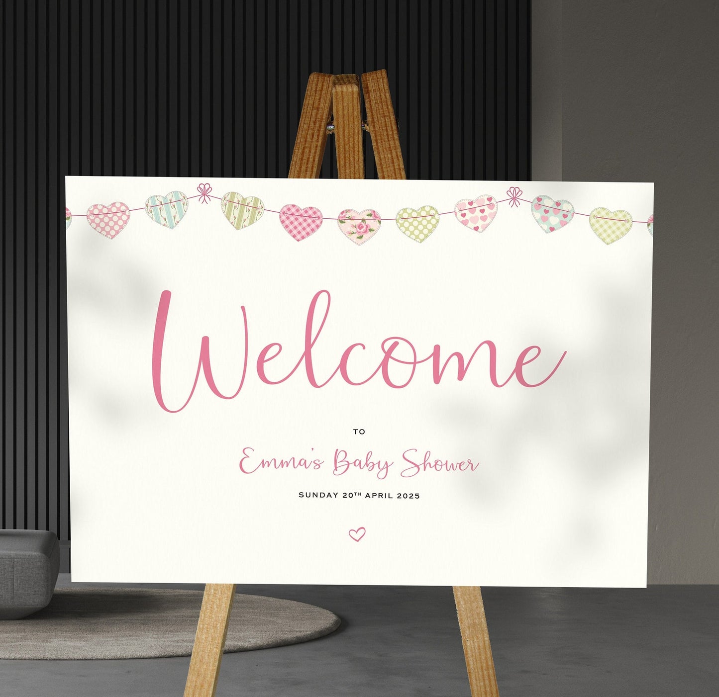 Pink Bunting Baby Shower Welcome Signs