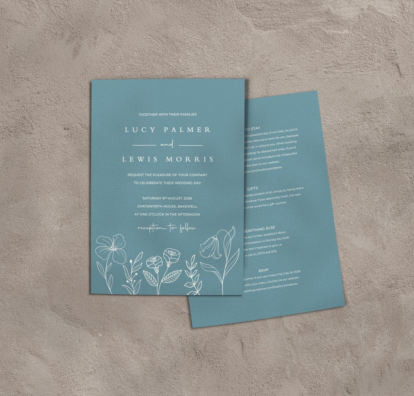 White Floral Wedding Invitations