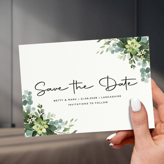 Azure Elegance Save The Date Cards