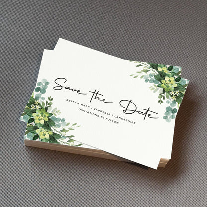 Azure Elegance Save The Date Cards