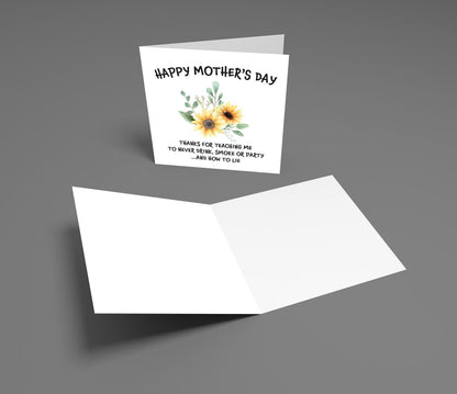 Funny Mother’s Day Card – Thanks for Teaching Me to Never Drink, Smoke or Party… and How to Lie