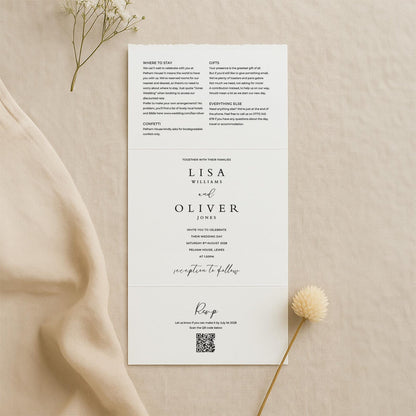 Square Venue Sketch Wallet Invitation – Wax Seal, Kraft Envelope, Deckled Edge or Straight Edge Wedding Invite – Custom Illustration